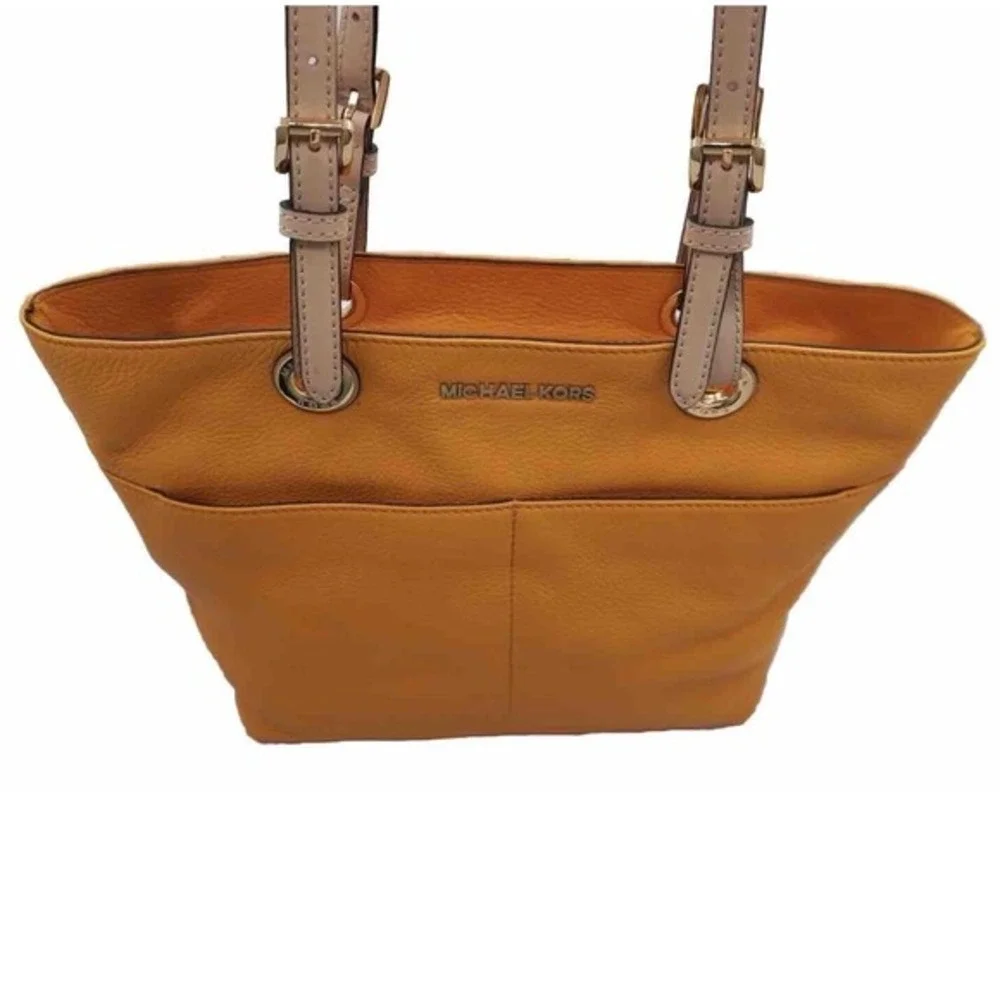 Michael Kors Bedford Mustard‎ Yellow Pebbled Leather Tote Gold Hardware 38-132